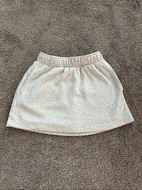 SO Light Gray Cotton Elastic Waist Skirt with Built-in Shorts and pockets